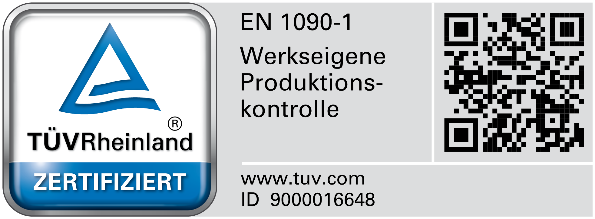 TÜV Rheinland Zertifiziert, ID 9000016648